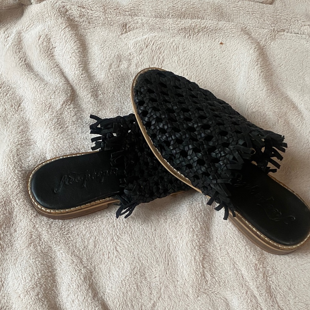 Free People Black Woven Moccasins